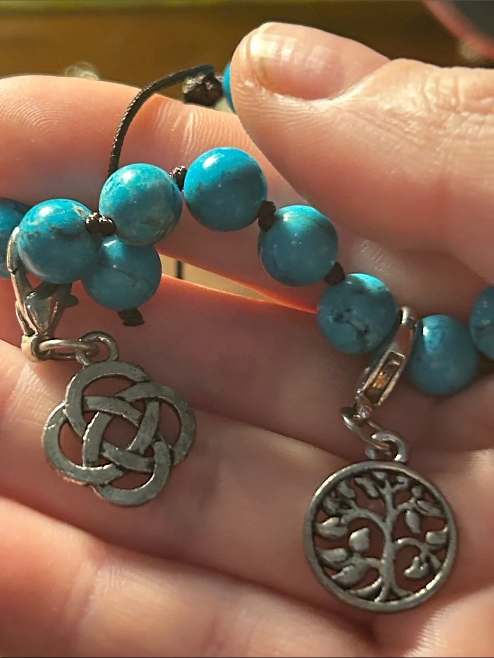 Turquoise Beaded Charm Bracelet - Blue